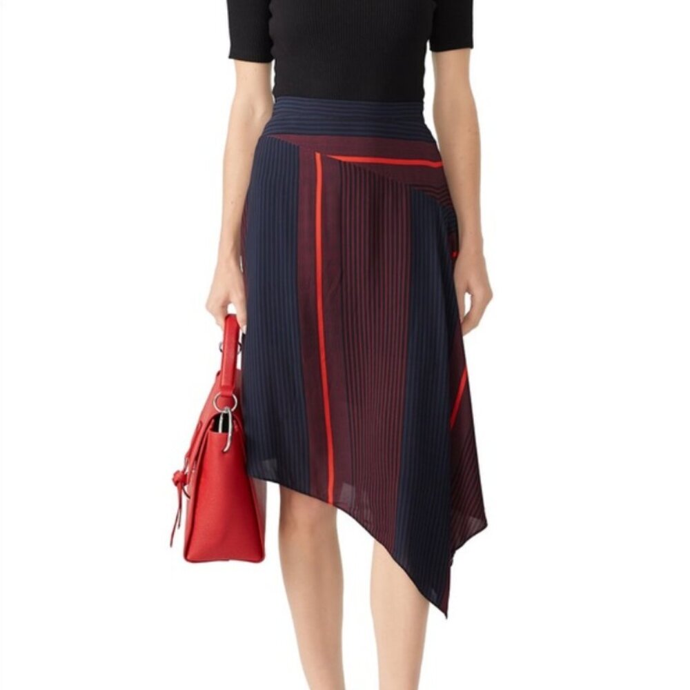 Joie Moni Skirt - Caviar - Asymmetrical Striped Midi NWT Size 4